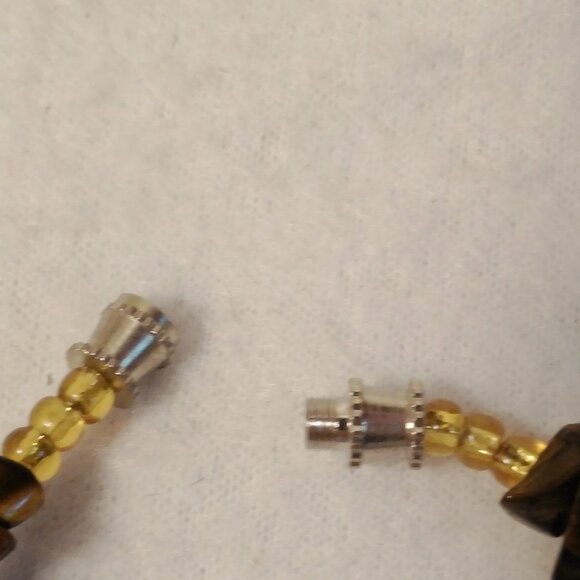 Natural Tiger Eye Chip Gemstone Beaded Necklace with Silver Clasp - Picture 3 of 7